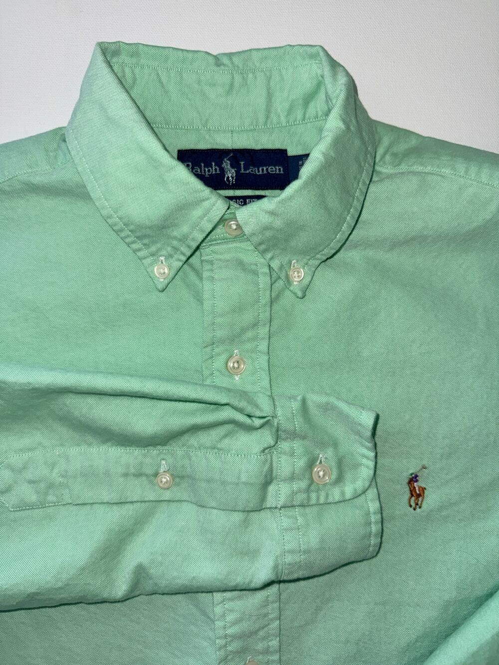 Ralph Lauren Classic Fit Oxford Shirt Men's S Mint Green 100% Cotton Pony